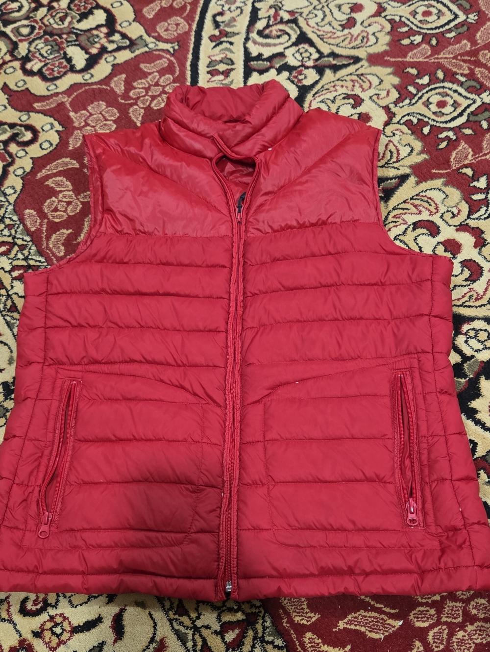 Nautica Red Quilted Puffer Vest - Sleeveless Zip Front
